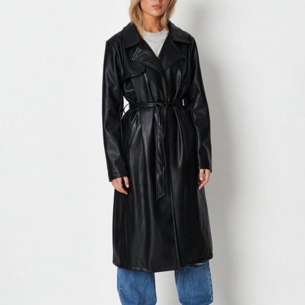 NWT Missguided Faux Leather Trench Coat